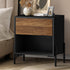 Bedside Table Drawer Nightstand Storage Walnut and Black