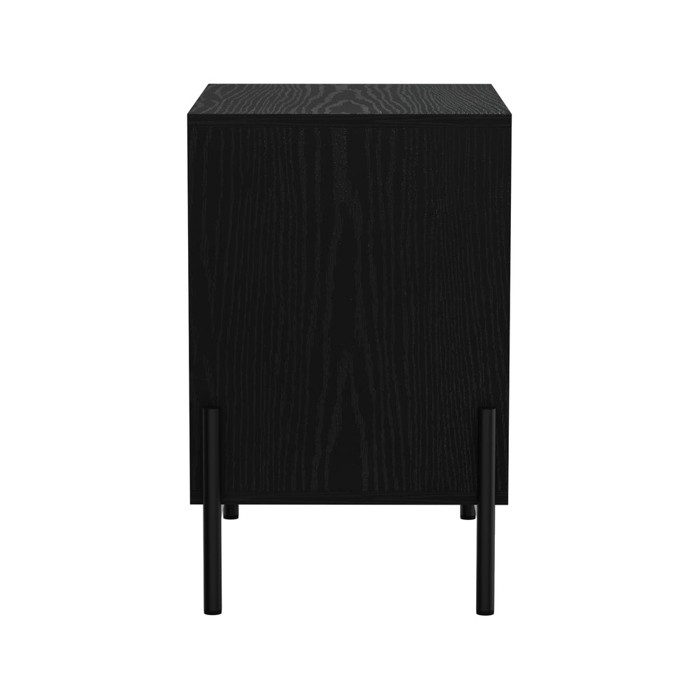 Bedside Table Drawer Nightstand Storage Walnut and Black