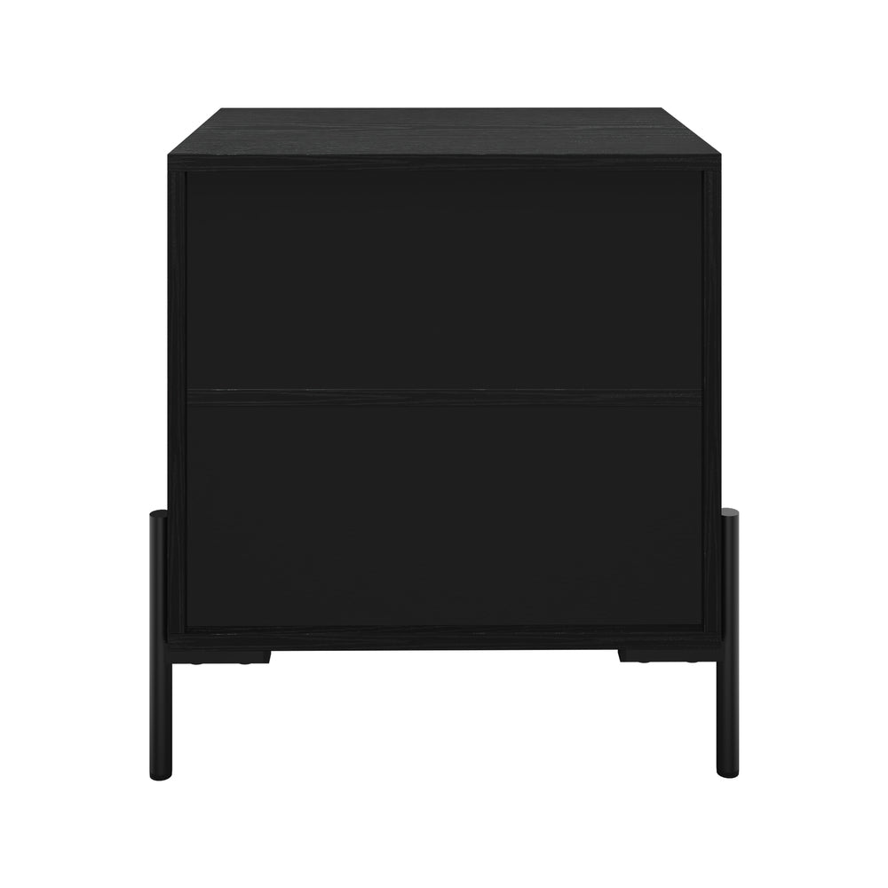 Bedside Table Drawer Nightstand Storage Walnut and Black
