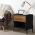 Bedside Table Drawer Nightstand Storage Walnut and Black