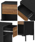 Bedside Table Drawer Nightstand Storage Walnut and Black