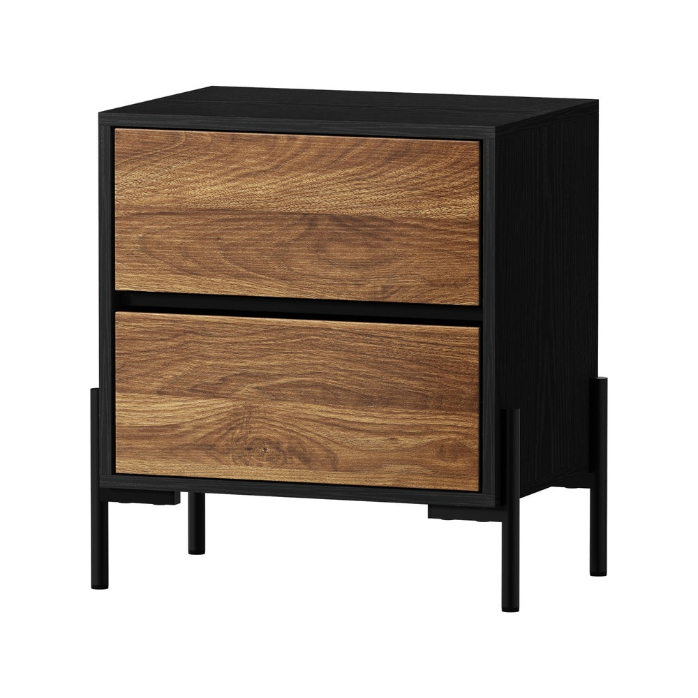 2x Bedside Table 2 Drawers Side End Nightstand Walnut
