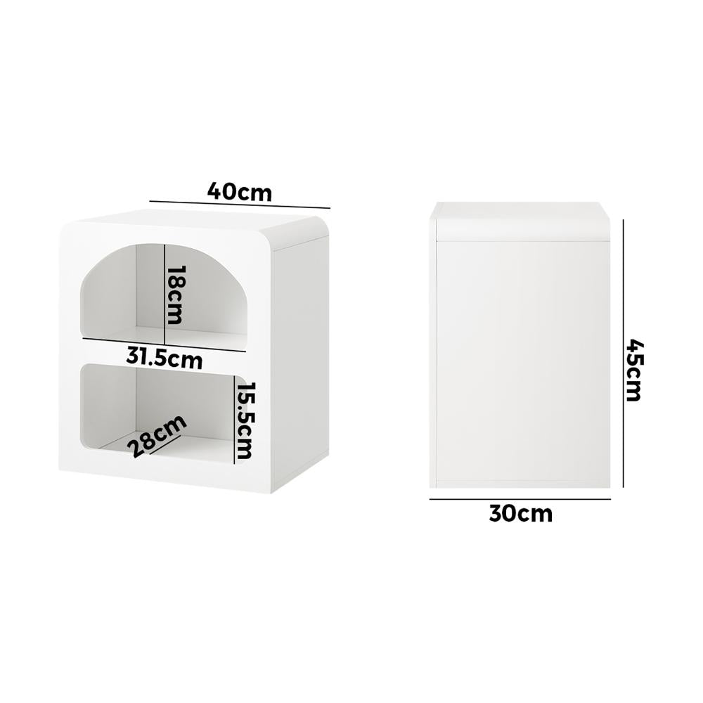 Bedside Table Open Shelf White