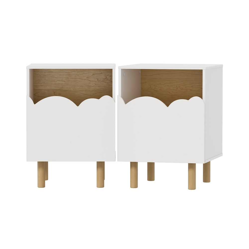 Oikiture 2PC Bedside Table Single Drawer Nightstand Kids Bedroom White