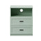 2pc Bedside Table 2 Drawers Shelf Nightstand Cabinet Green