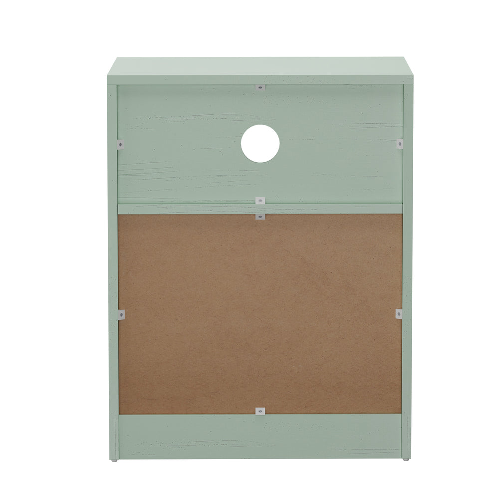 2pc Bedside Table 2 Drawers Shelf Nightstand Cabinet Green