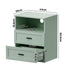 Bedside Table 2 Drawers Open Shelf Nightstand Cabinet Green