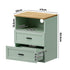2pc Bedside Table 2 Drawers Shelf Nightstand Natural&Green