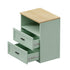 2pc Bedside Table 2 Drawers Shelf Nightstand Natural&Green