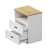 Bedside Table 2 Drawers Open Shelf Nightstand Natural&White