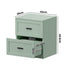 Oikiture 2× Bedside Tables – Green, 2‑Drawer Nightstands, Classic Design