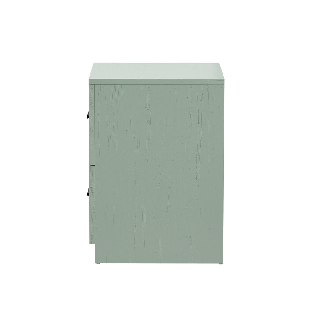 Oikiture 2× Bedside Tables – Green, 2‑Drawer Nightstands, Classic Design