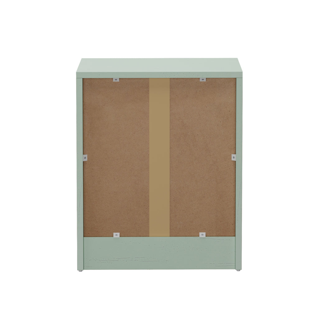 Oikiture Bedside Table – Green, 2‑Drawer Nightstand, Classic Design