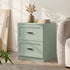 Oikiture 2× Bedside Tables – Green, 2‑Drawer Nightstands, Classic Design