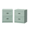 Oikiture 2× Bedside Tables – Green, 2‑Drawer Nightstands, Classic Design