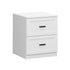 Oikiture Bedside Table – White, 2‑Drawer Nightstand, Classic Design
