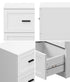 Oikiture Bedside Table – White, 2‑Drawer Nightstand, Classic Design