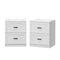 Oikiture 2× Bedside Tables – White, 2‑Drawer Nightstands, Classic Design