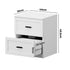 Oikiture Bedside Table – White, 2‑Drawer Nightstand, Classic Design
