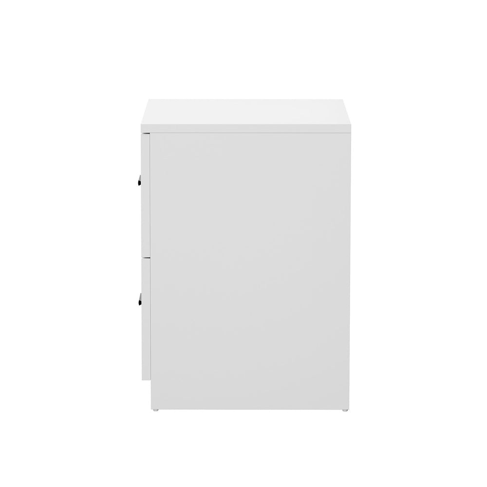 Oikiture Bedside Table – White, 2‑Drawer Nightstand, Classic Design