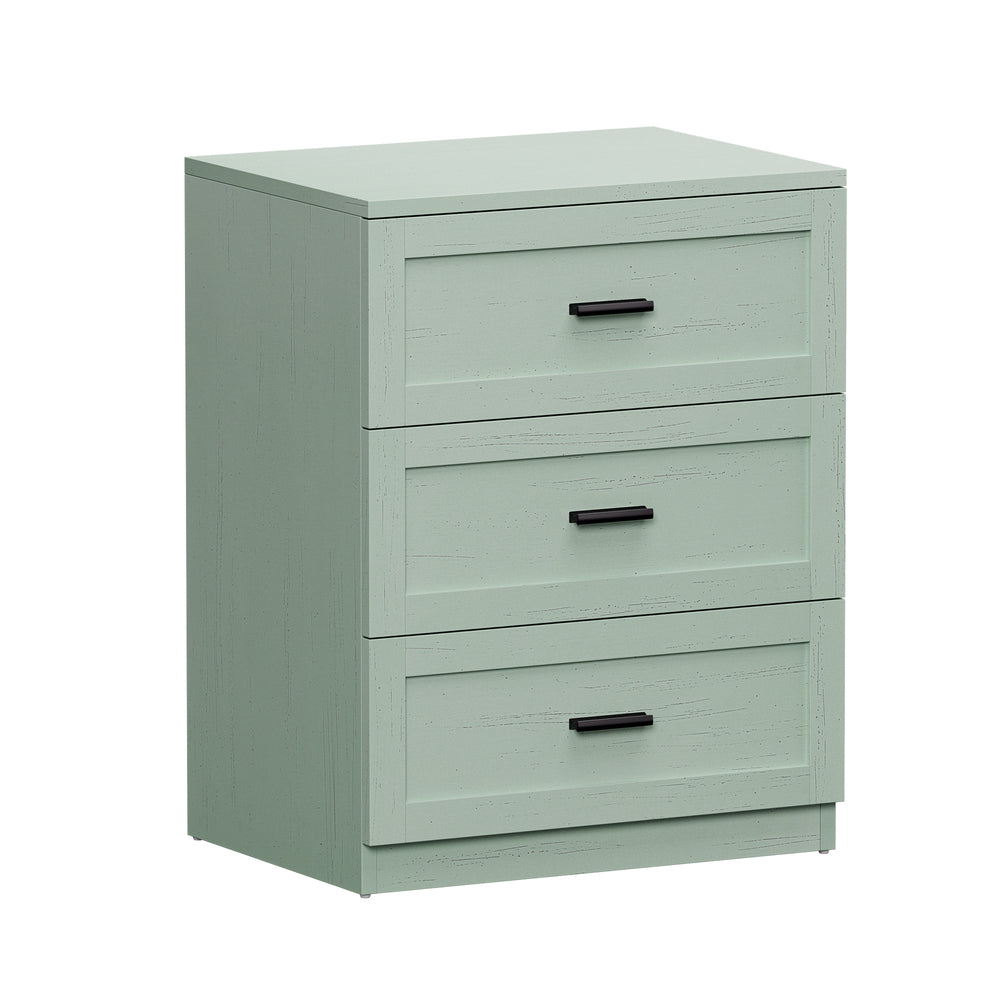 Bedside Table 3 Drawers Nightstand Cabinet End Table Green