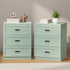2pc Bedside Table 3 Drawers Nightstand Cabinet Table Green