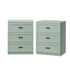 2pc Bedside Table 3 Drawers Nightstand Cabinet Table Green