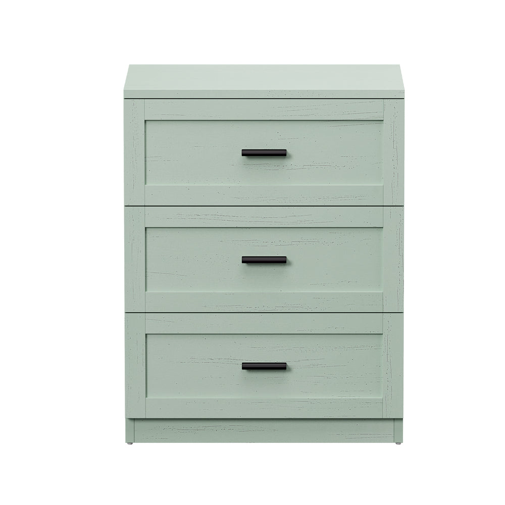 Bedside Table 3 Drawers Nightstand Cabinet End Table Green