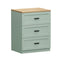 Bedside Table – 3 Drawers, Green & Natural, Smooth Runners