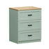 Bedside Table – 3 Drawers, Green & Natural, Smooth Runners