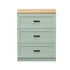 Bedside Table – 3 Drawers, Green & Natural, Smooth Runners