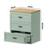 Bedside Table – 3 Drawers, Green & Natural, Smooth Runners