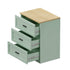 Bedside Table – 3 Drawers, Green & Natural, Smooth Runners