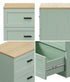 Bedside Table – 3 Drawers, Green & Natural, Smooth Runners