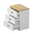 2‑Pack Bedside Tables – 3 Drawers, White & Natural, Smooth Runners