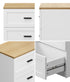 2‑Pack Bedside Tables – 3 Drawers, White & Natural, Smooth Runners