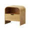 Oikiture Bedside Table with Drawer in Natural, Curved Top, 48x35x50cm