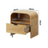 Oikiture Bedside Table with Drawer in Natural, Curved Top, 48x35x50cm