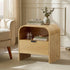 Oikiture Bedside Table with Drawer in Natural, Curved Top, 48x35x50cm