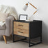 2x Bedside Table 2 Drawers Storage Metal Industrial