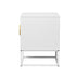 Oikiture Bedside Table 2 Drawers Steel Legs White