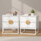 Oikiture 2x Bedside Table 2 Drawers Steel Legs White