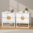 Oikiture 2x Bedside Table 2 Drawers Steel Legs White
