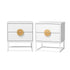 Oikiture 2x Bedside Table 2 Drawers Steel Legs White