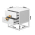 Oikiture Bedside Table 2 Drawers Steel Legs White