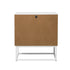 Oikiture Bedside Table 2 Drawers Steel Legs White