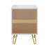 Bedside Table 2 Drawers Gold Metal Nightstand White
