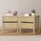 2x Bedside Tables, 2 Drawer Handle-Free Nightstand Cabinet, Natural Colour