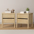 2x Bedside Tables, 2 Drawer Handle-Free Nightstand Cabinet, Natural Colour