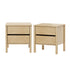 2x Bedside Tables, 2 Drawer Handle-Free Nightstand Cabinet, Natural Colour